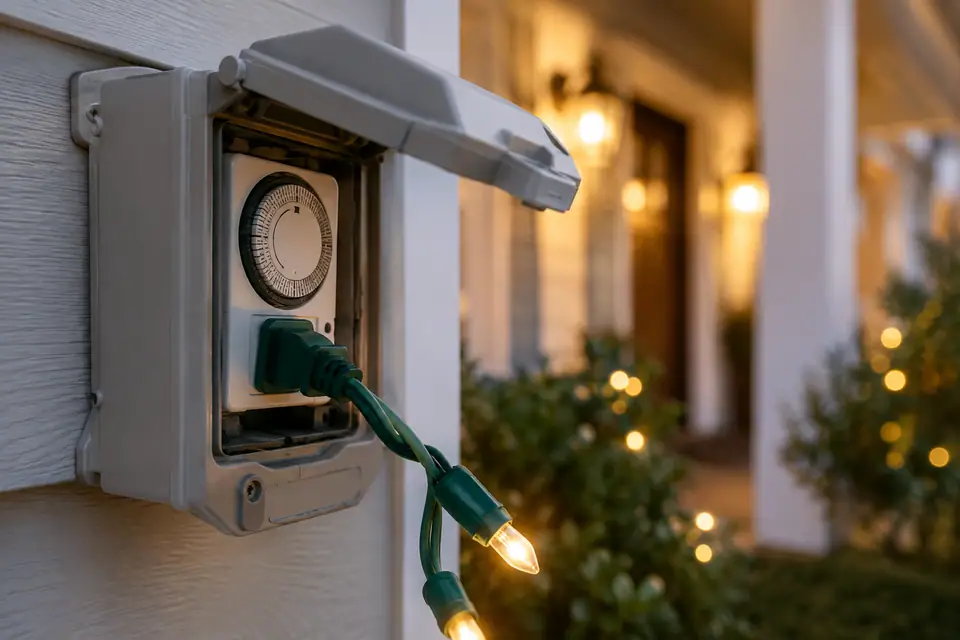 Christmas Light Timer Setup concept for a Texas home