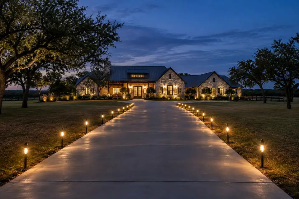 Concept of a lit driveway edge