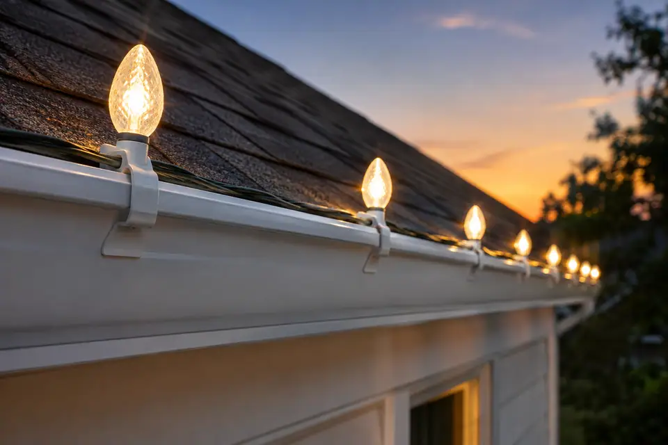 Gutter Light Installation concept for a Texas home