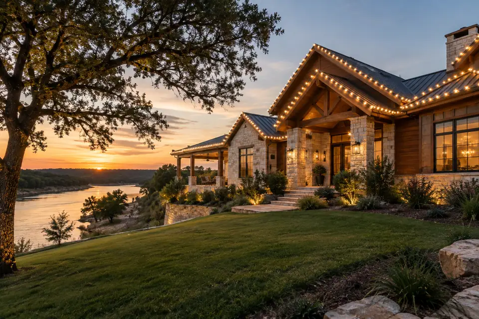 Residential Christmas light installation inspiration for a McQueeney lake area home