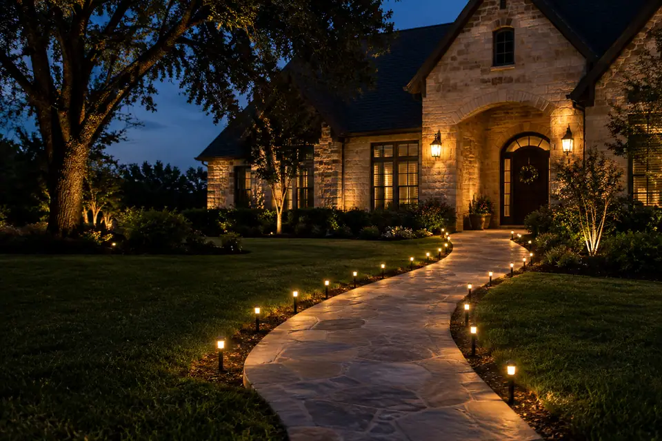 Concept of a lit front walkway